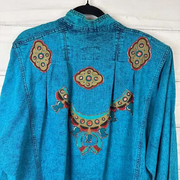 Vintage Sundance Hand Painted Southwestern Denim Jacket - Picture 6 of 6
